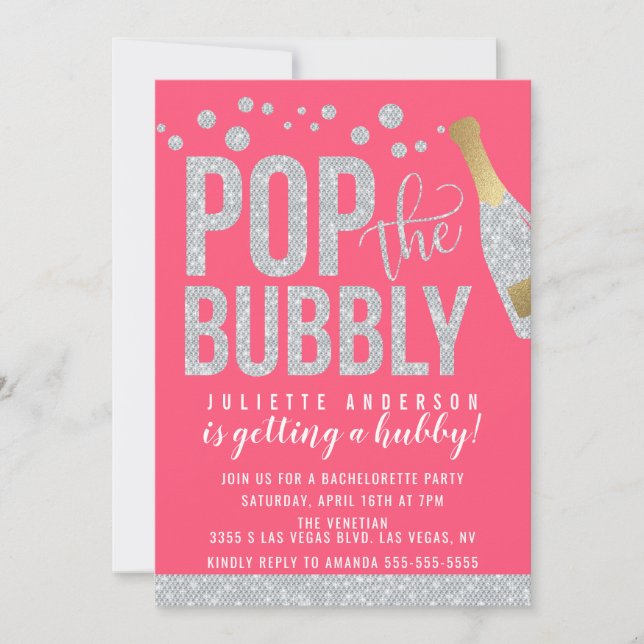 Pop The Bubbly Champagne Bachelorette Party Invitation (Front)