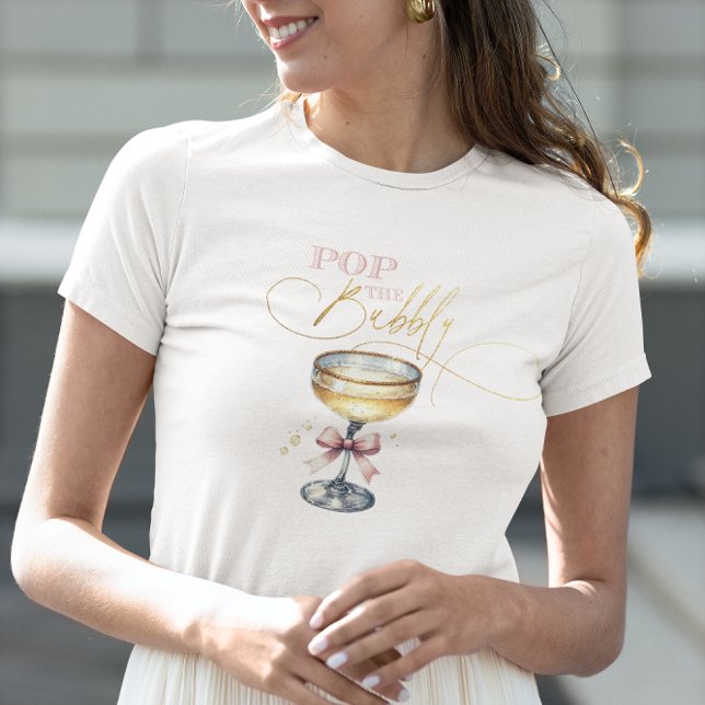 Pop the Bubbly Champagne Pink Bow Tri-Blend Shirt (Pop the Bubbly Champagne Pink Bow Tri-Blend Shirt)