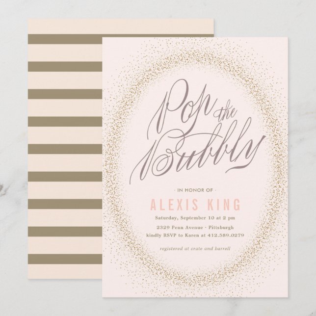 Pop The Bubbly Confetti Bridal Shower Invitation (Front/Back)