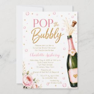Pop The Bubbly Floral Bridal Shower Invitation