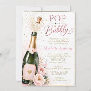 Pop The Bubbly Floral Bridal Shower Invitation