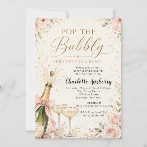 Pop The Bubbly Floral Bridal Shower Invitation