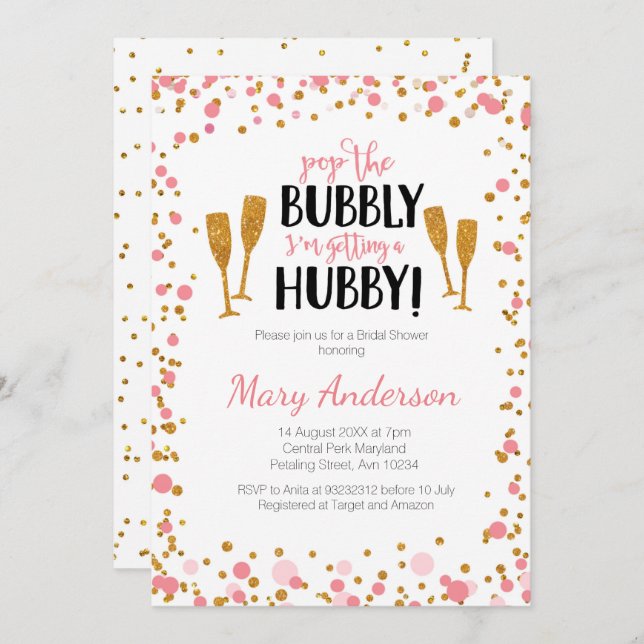 Pop The Bubbly I'm getting a Hubby invite (Front/Back)