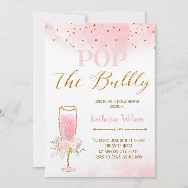 Pop the bubbly invitation (Front)