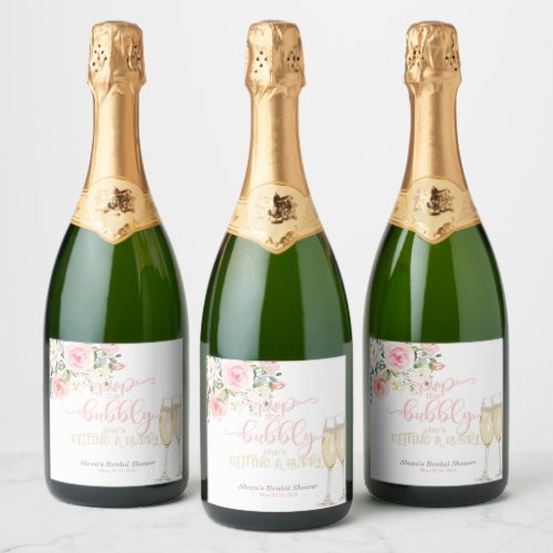 Pop the Bubbly Shes Getting a Hubby Sparkling Wine Label
