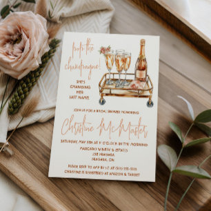 Pop the Champage! Gold and Pink Bridal Shower Invitation