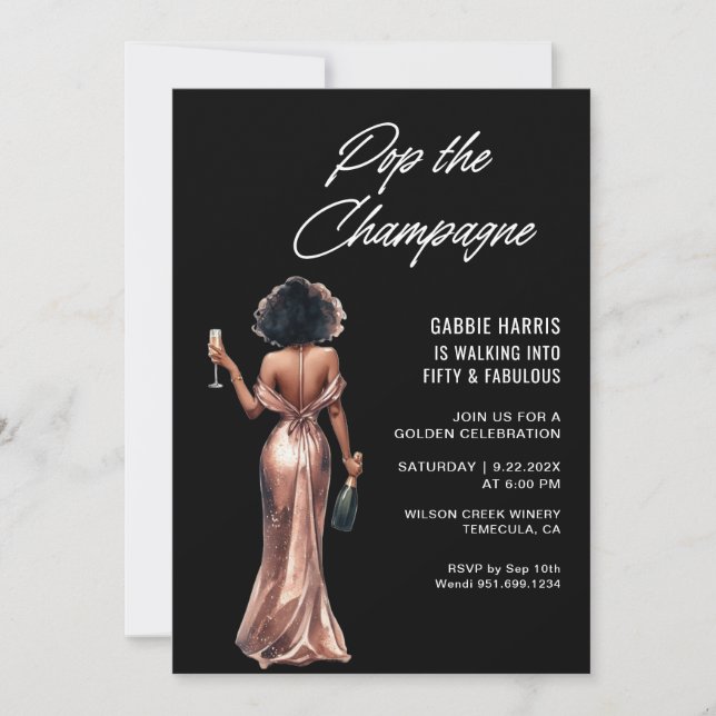 Pop the Champagne Birthday Party Invitation (Front)