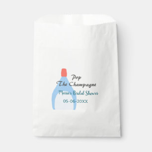 Pop the Champagne blue bridal shower add name date Favor Bag