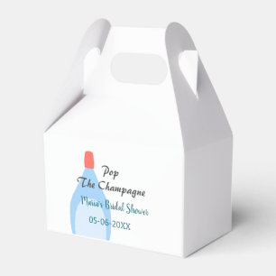 Pop the Champagne blue bridal shower add name date Favor Boxes