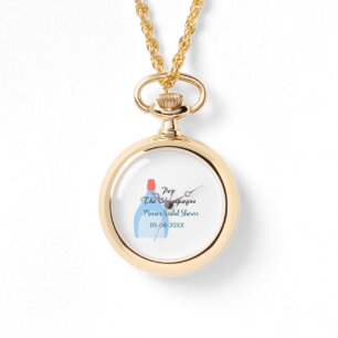Pop the Champagne blue bridal shower add name date Watch
