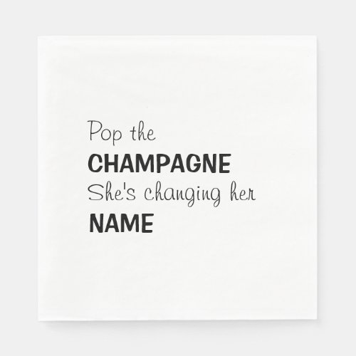 Pop the champagne bridal cocktail napkins