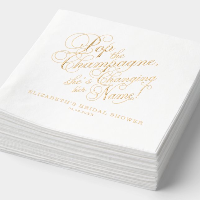 Pop the Champagne Bridal Shower Foil Napkins (Detail)