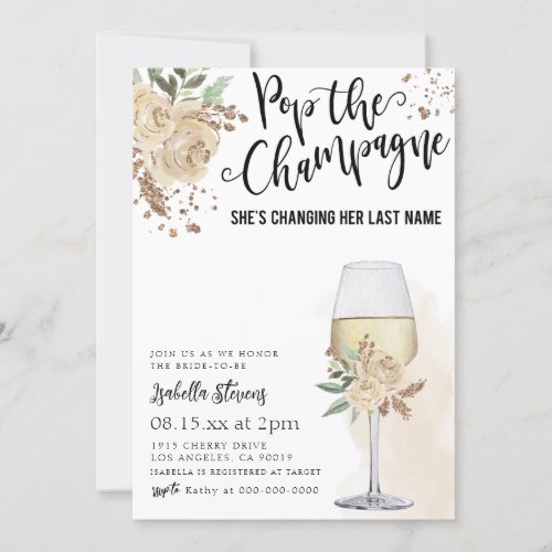 Pop The Champagne Bridal Shower Invitation