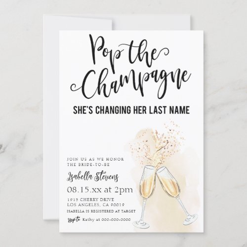 Pop The Champagne Bridal Shower Invitation
