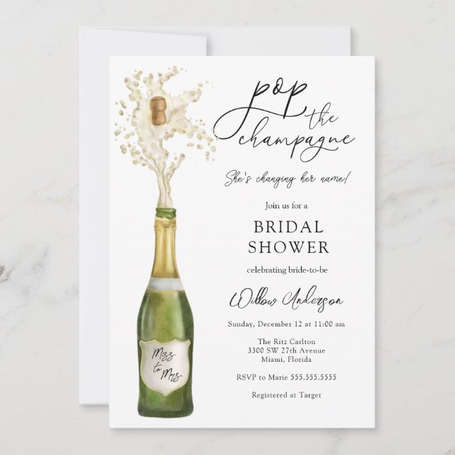 Pop the Champagne Bridal Shower Invitation (Front)