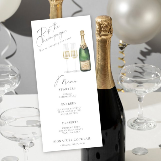 Pop the champagne bridal shower menu (Creator Uploaded)