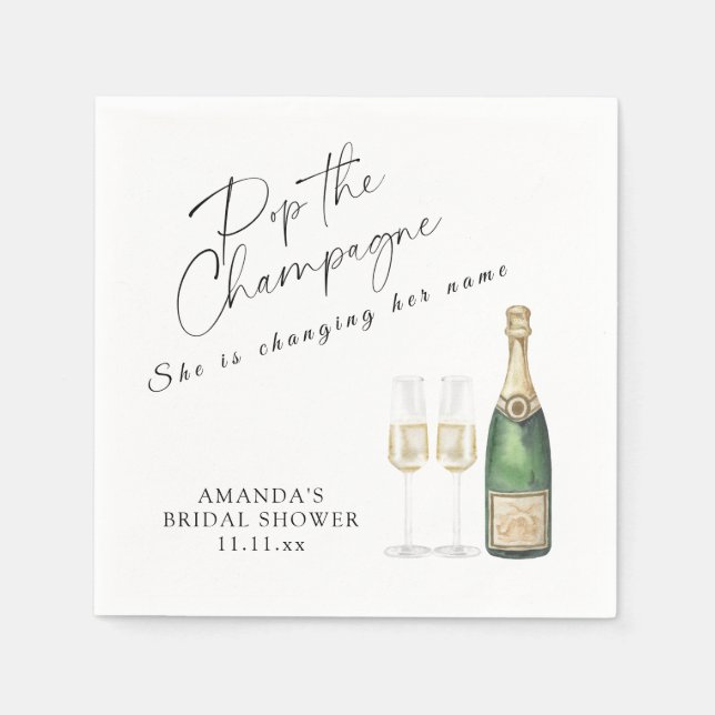 Pop the Champagne Bridal shower Napkins (Front)