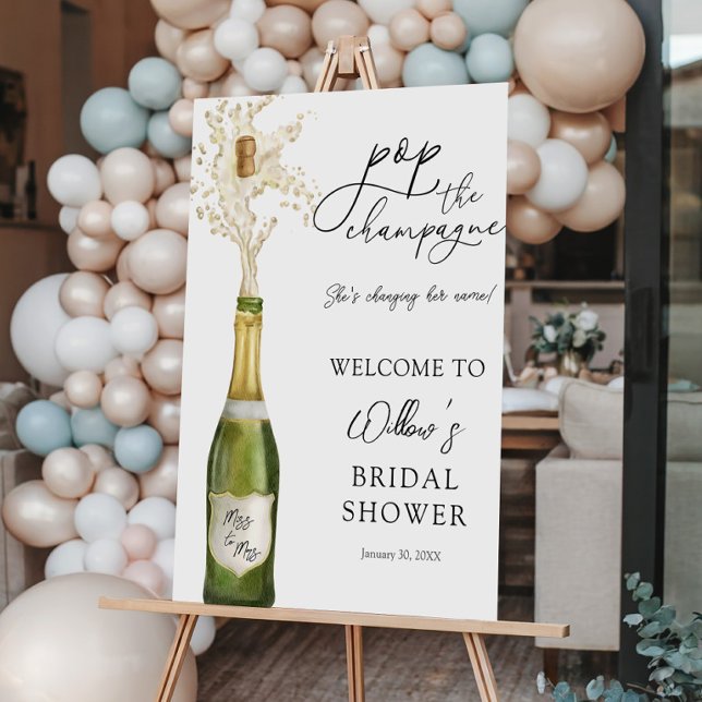 Pop the Champagne Bridal Shower Welcome Foam Board (Creator Uploaded)