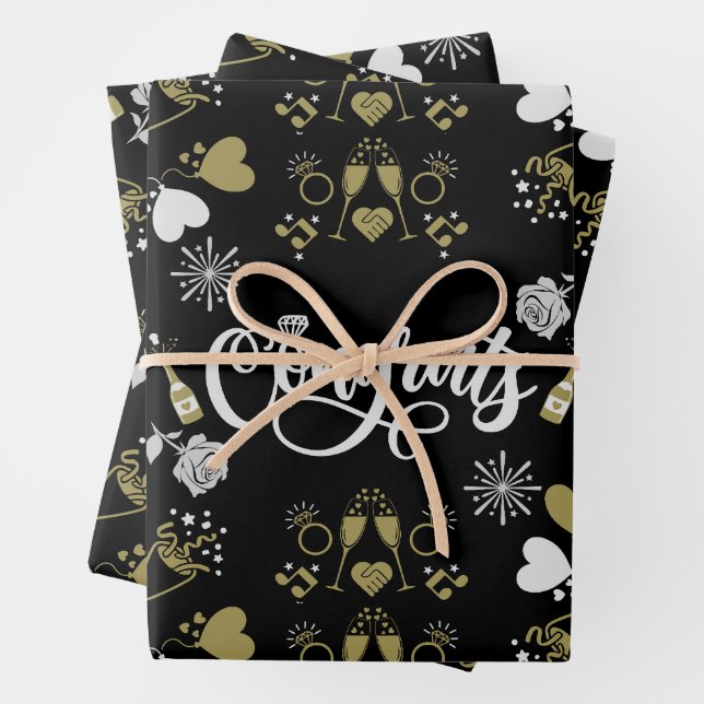 Pop The Champagne Celebration Party Wrapping Paper Sheets (In situ)