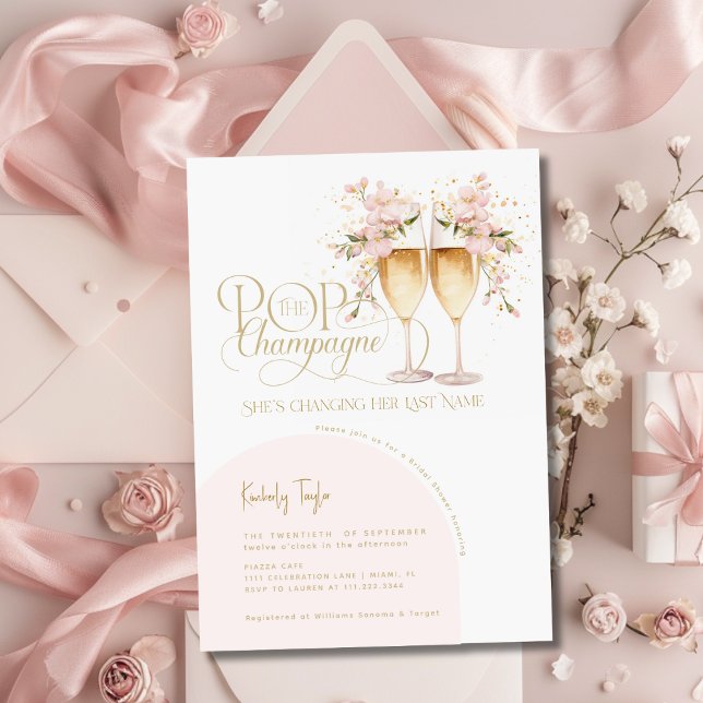 Pop The Champagne Elegant Blush Bridal Shower Invitation (Creator Uploaded)