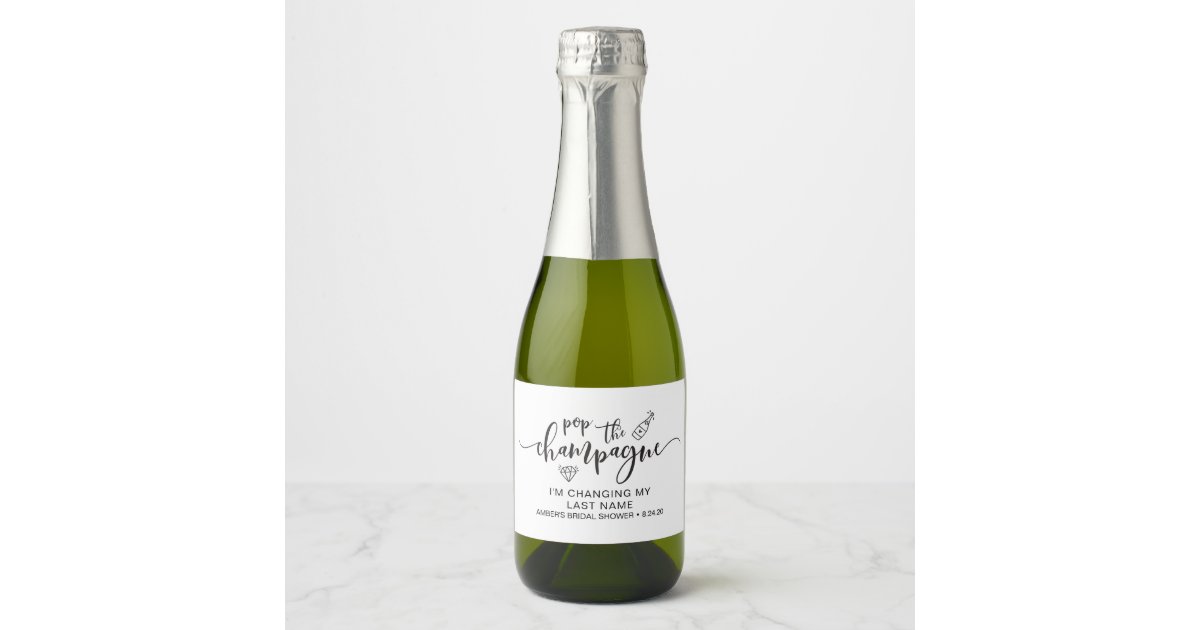 Pop The Champagne Mini Champagne Bottle Label | Zazzle