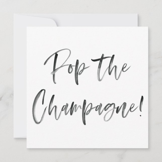 Pop The Champagne Modern Calligraphy Bridal Shower Invitation (Front)