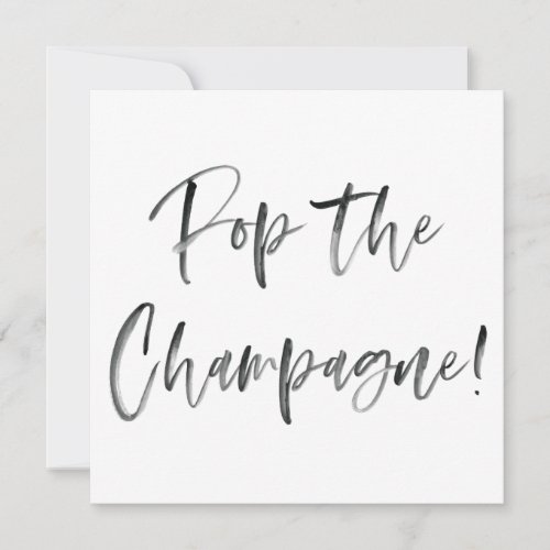 Pop The Champagne Modern Calligraphy Bridal Shower Invitation