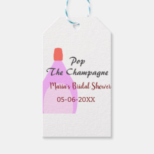 Pop the Champagne pink bridal shower add name date Gift Tags