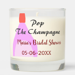 Pop the Champagne pink bridal shower add name date Scented Candle