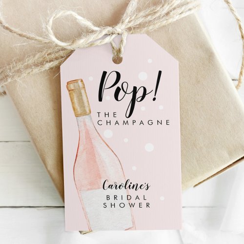 Pop The Champagne Pink Bridal Shower Favor Tag