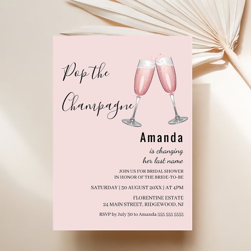 Pop the Champagne Pink Bridal Shower Invitation
