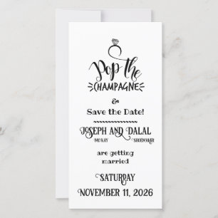 Pop the Champagne Save the Date Announcement 