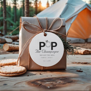 Pop The champagne she got the ring engagement part Favor Tags