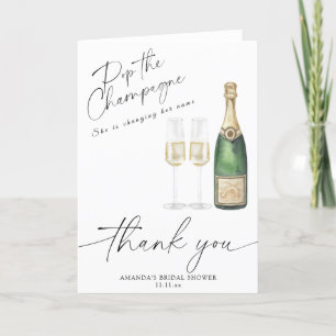 Pop the Champagne - thank you bridal shower Card