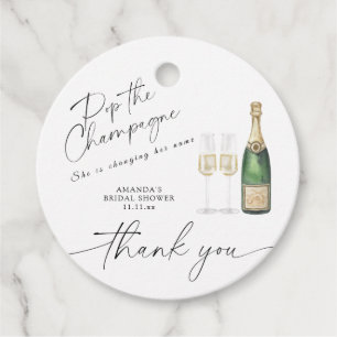 Pop the Champagne - thank you bridal shower Favor Tags