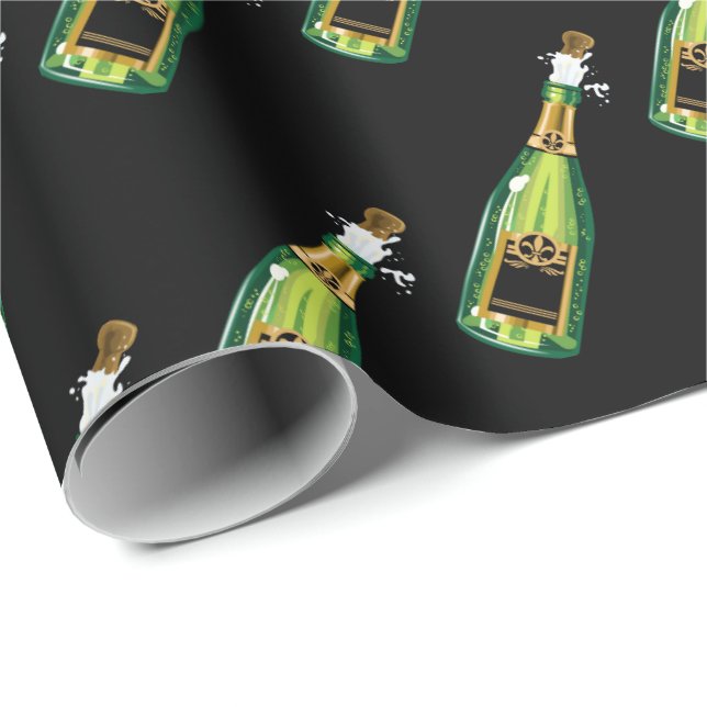 Pop the cork New Years Eve party tiled wrap Wrapping Paper (Roll Corner)
