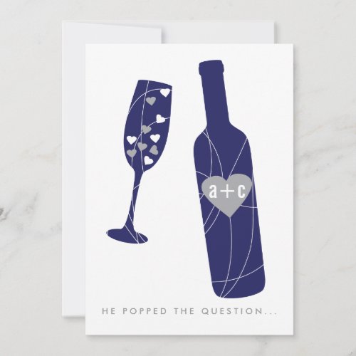 Pop the Question Engagement Party Invitation Navy