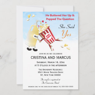 Pop The Question Popcorn Couples Shower Invitation
