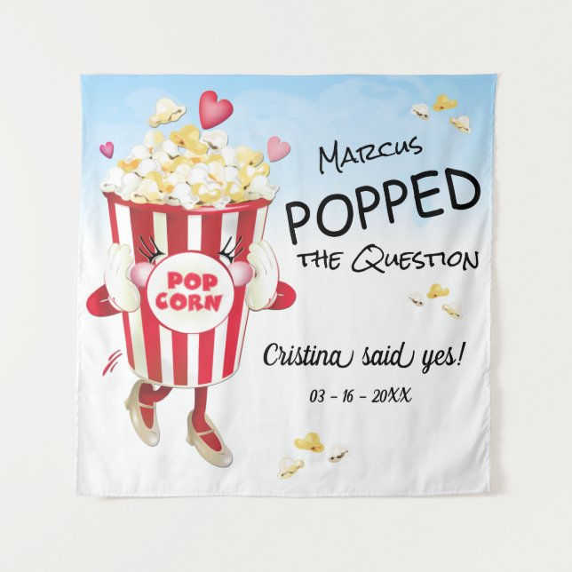 Pop The Question Popcorn Engagement Backdrop (Front)