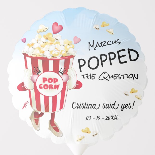 Pop The Question Popcorn Engagement Balloon (Front)