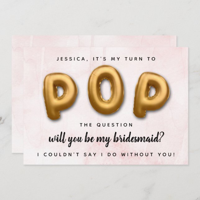 Pop The Question | Will You Be My Bridesmaid? Invitation (Front/Back)