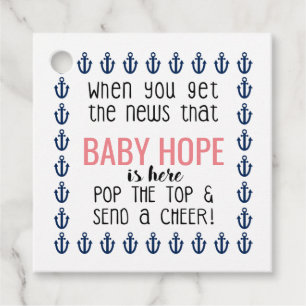 Pop the Top Shower Beer Wine Champagne Anchor Favor Tags