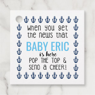 Pop the Top Shower Beer Wine Champagne Anchor Favor Tags