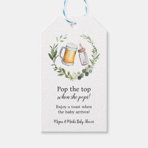 Pop the Top when she Pops Baby Shower Gift Tags