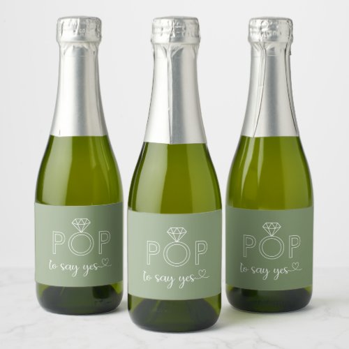 Pop to say yes diamond ring sage Sparkling Wine la Sparkling Wine Label