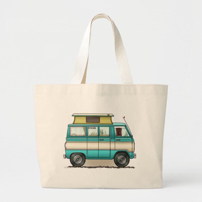Pop Top Van Camper Large Tote Bag (Front)