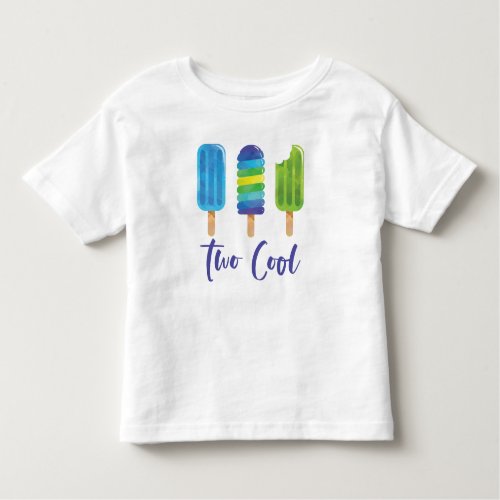 Pop Two Cool 2nd Birthday blue green Toddler T_shirt