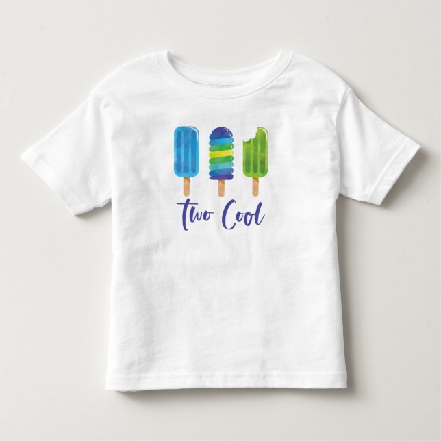 Pop Two Cool 2nd Birthday blue green Toddler T-shirt (Front)