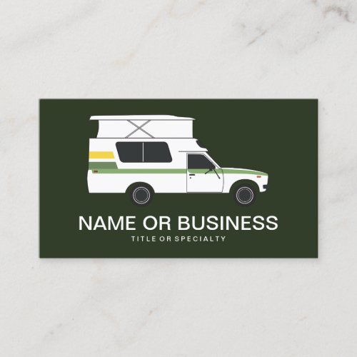 pop up chinook camper retro greens business card