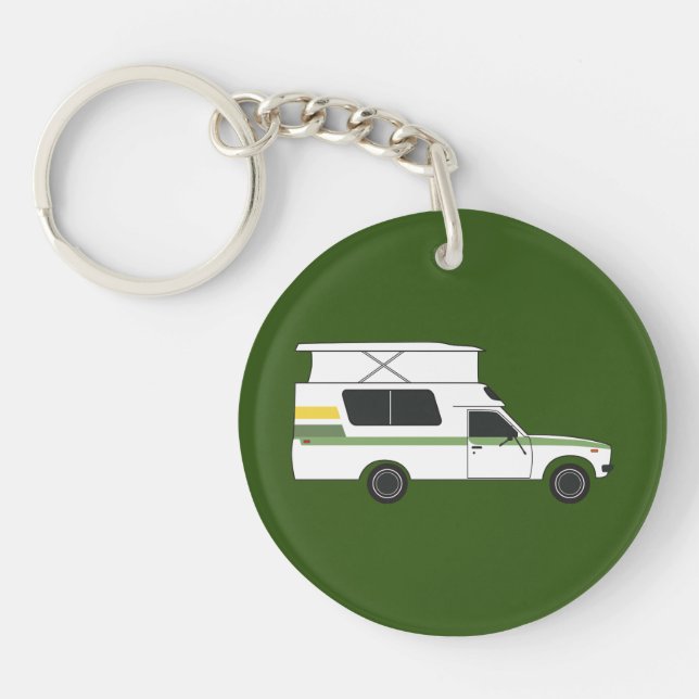 pop up chinook camper retro lemon lime keychain (Front)